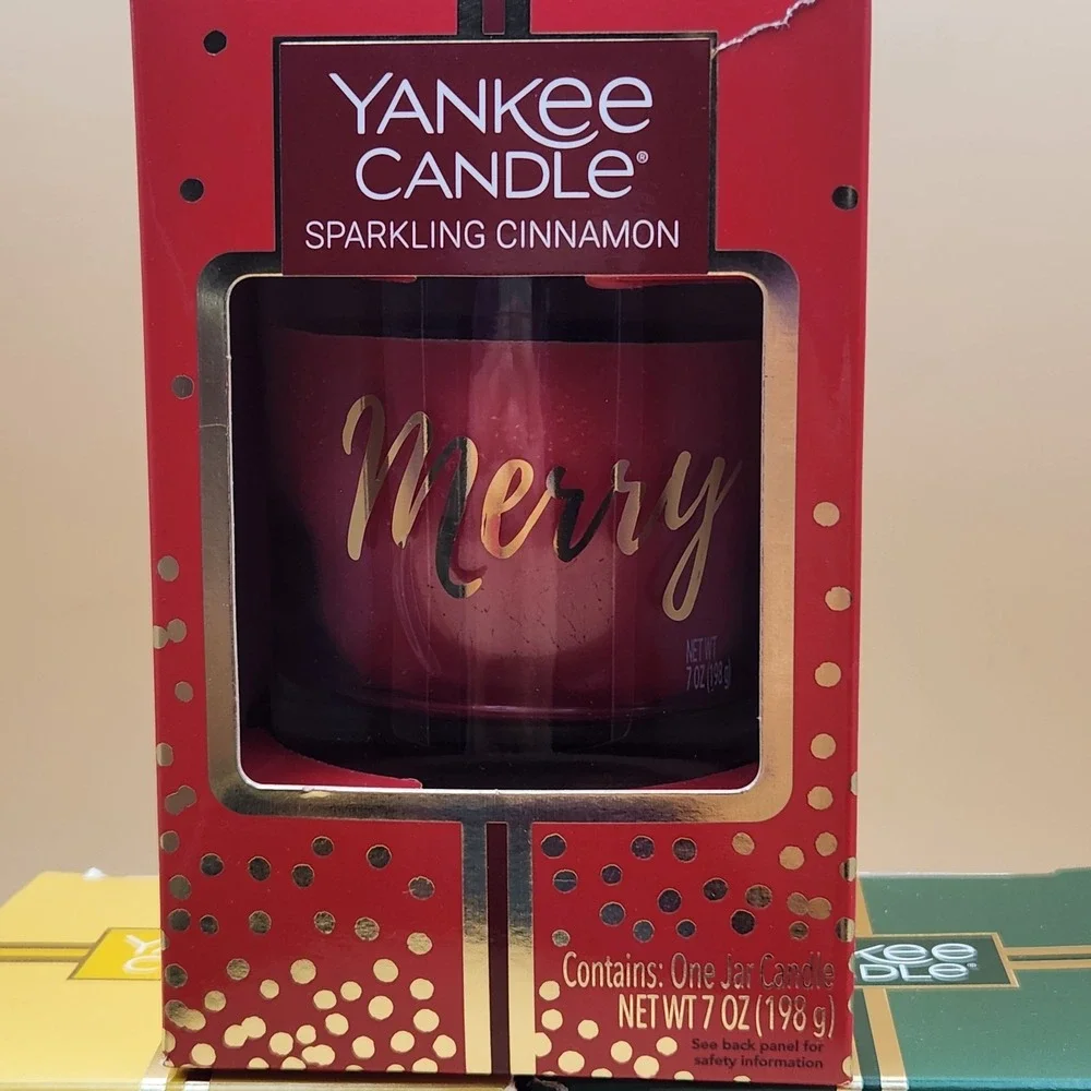 Yankee Candle 3pc Christmas Set Cookie Sparkling Cinnamon Balsam Cedar NEW 7oz